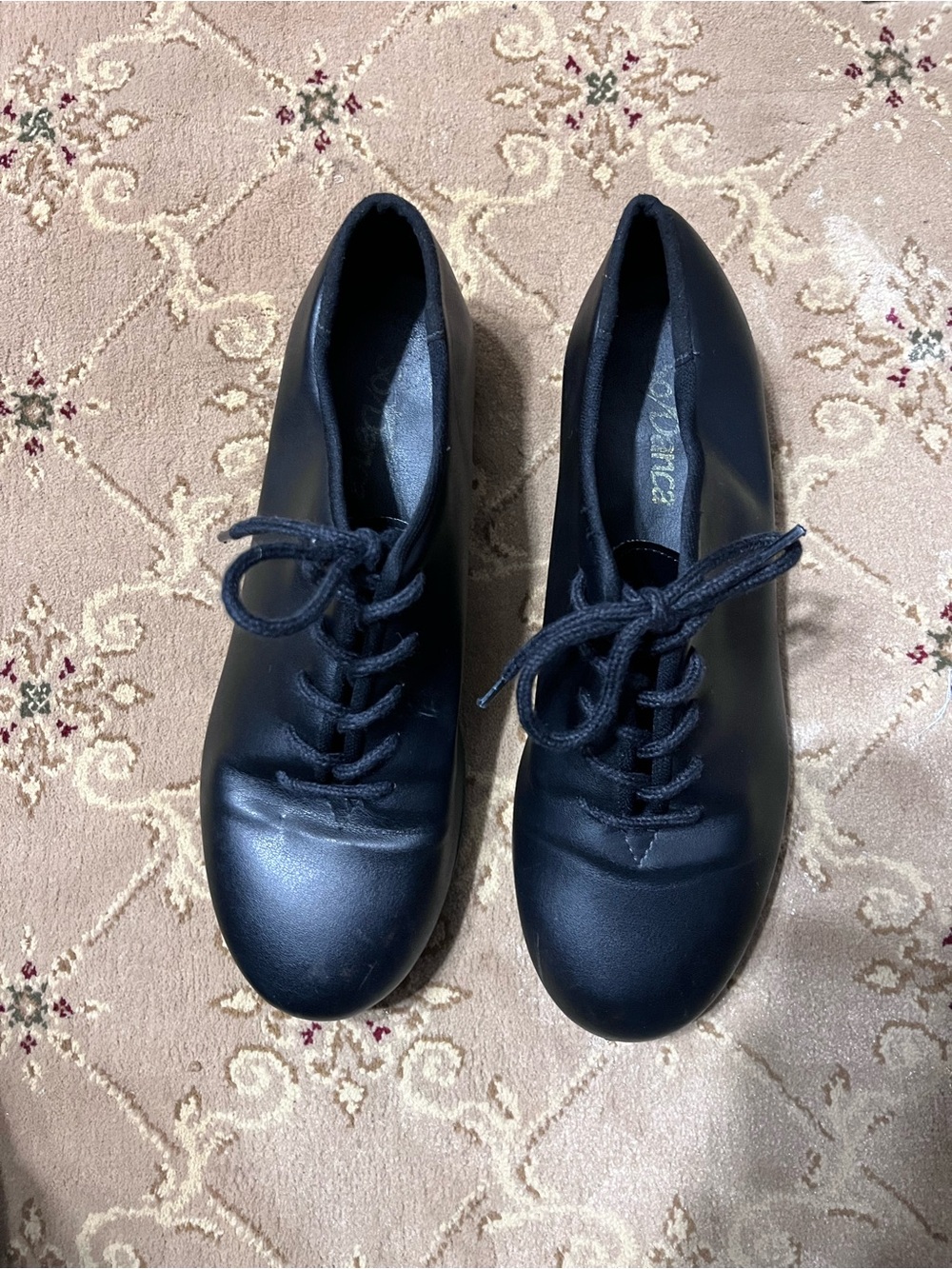 Black Lace-Up Women's Oxford Tap Dancing Shoes - Comfort Dress Flats